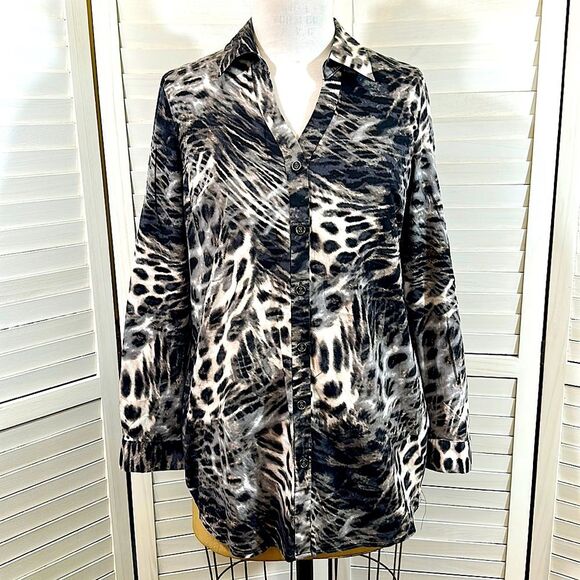Alfani Tunic Shirt Size 14 Stretch Animal Print - Picture 2 of 10